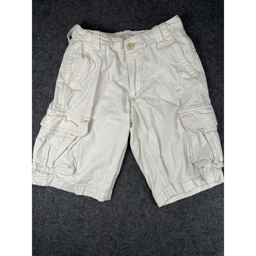 Aeropostale‎ Boys Cargo Shorts Size 27 Off White Cotton Blend Utility